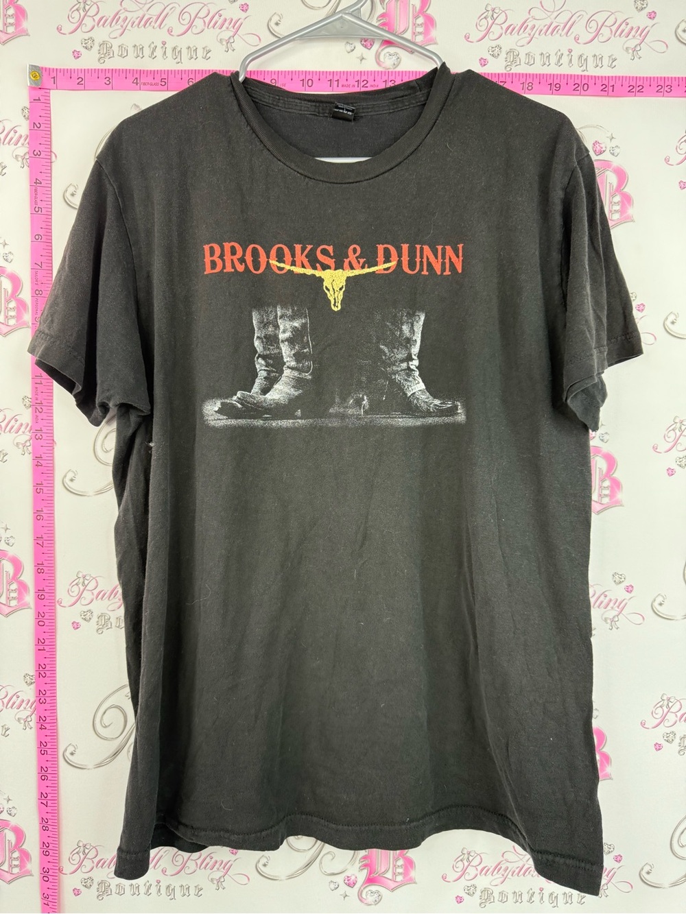 Tultex brooks & Dunn 2007 band T-shirt Black Tee cowboy boots country concert